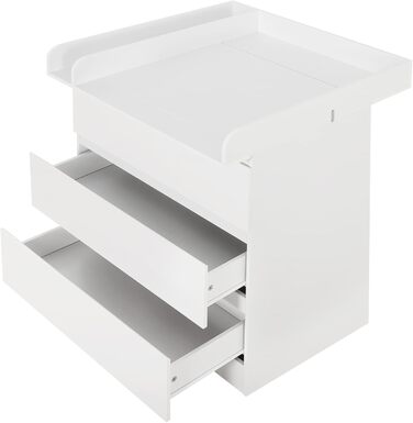 Пеленальний столик WOLTU з пеленальною стільницею, комод з 3 шухлядами, пеленальний столик з тихими металевими напрямними та захистом від перекидання, 86 см для поперекової підтримки, білий