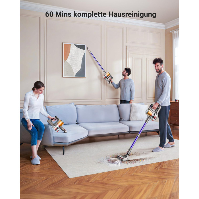 Акумуляторний пилосос, 45000 Па/550 Вт, час роботи 60 хв з настінною зарядкою, ароматична карта, чаша 1,8 л, світлодіодний дисплей