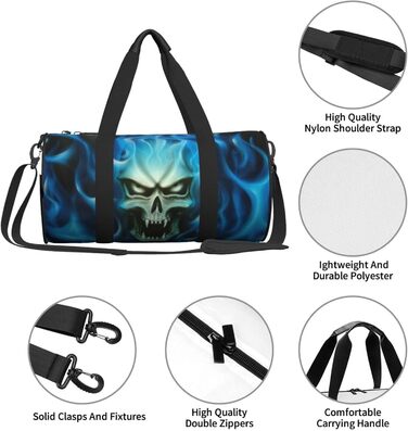 Дорожня сумка зі зміїною шкірою, кругла, великої місткості, легка та міцна, ідеальний подарунок для походів, відпустки, ділових поїздок та іншого, моторошний принт Привид-Череп, універсальний розмір