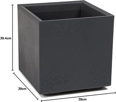 Кашпо Caro бетонного вигляду на коліщатках з пластику 100 переробленого (40см, антрацит) 40см антрацит, 24