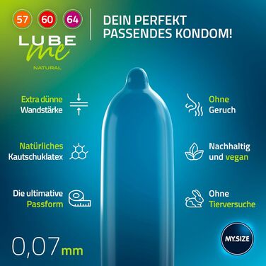 Набір MY.SIZE, презервативи 57, 60, 64 mm, лубрикант 100 мл, 9 шт