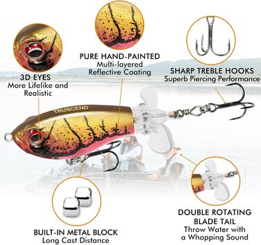 Приманки TRUSCEND Top Water Fishing Lures, приманки Whopper для прісної та морської риболовлі, плаваючі приманки для окуня, сома, щуки, тизери для рибальської приманки Wobble, рибальські подарунки для чоловіків