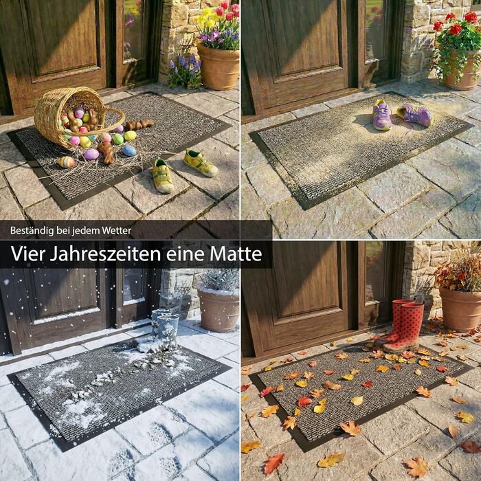Килимок для дверей HELLSER Килимок для бруду для використання всередині та зовні приміщень Нековзний та плоский Сертифіковано Oeko-Tex Для дому, патіо та коридору Чорно-сірий 90x120 см (Прямокутний)