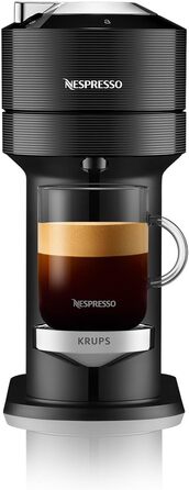 Кавова капсульна машина преміум-класу Nespresso Krups XN9108 Vertuo Next Резервуар для води 1,1 л Розпізнавання капсул за штрих-кодом 6 розмірів чашок Функція вимкнення живлення 54 переробленого пластику Чорний