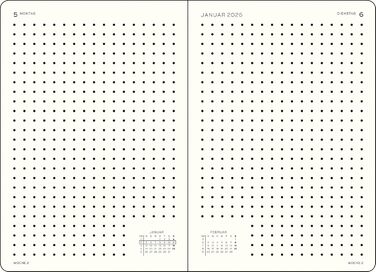 Щоденний календар з крапкою, середній (A5) 2026, 12 місяців, чорний, німецький, 1917 372599