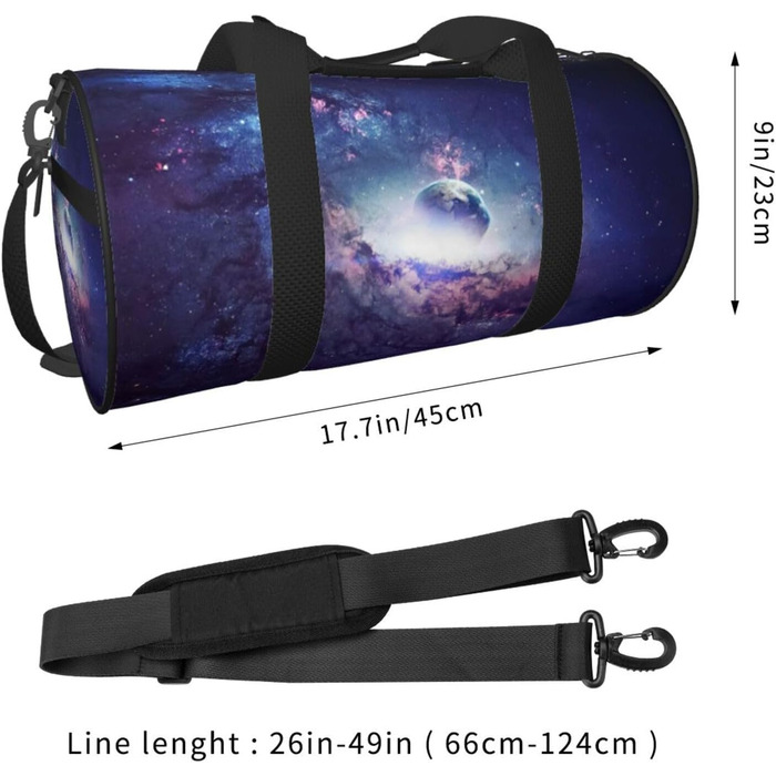 Спортивна сумка для подорожей, космічний принт Всесвіт, чорна, універсальний розмір