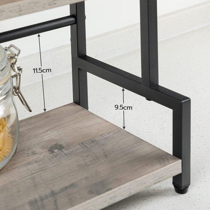 Підставка для спецій HOOBRO, кухонна полиця з 3 гачками, підставка для спецій з тримачем для ножів, настільний органайзер, регульовані ніжки, для їдальні, кухні, ванної кімнати, сіро-чорна, EBG01TL01 сірий