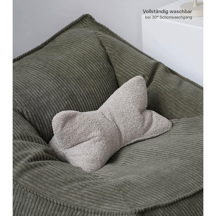 Подушка для читання mokebo Кістка для читання з мякої тканини букле, ергономічна подушка для шиї з затишної плюшевої тканини, гнучка підставка для книг, електронних книг або планшетів або як подушка для дивана з натуральної бежевої тканини букле