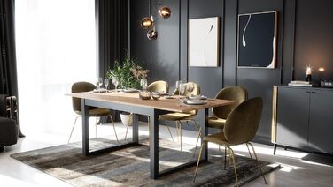 Розкладний обідній стіл Newfurn 160-200 см, включаючи стільницю, антрацит, дуб сонома, обідній стіл у сучасному сільському стилі - 160x75x90 см (ШxВxГ) - Кухонний стіл Обідній стіл - дуб сонома 160-200 x 90 см