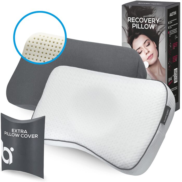 Комплект подушок 50x30 см (Oeko-Tex), ортопедична подушка з високотехнологічної піни з ефектом пам&39яті з додатковим чохлом, ергономічна подушка для шиї з дорожньою сумкою, подушка для сну на боці, подушка для підтримки шиї