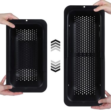 Кошик для сита BLUE GINKGO над раковиною миття овочів та фруктів, злив вареної локшини висувна шухляда кухонне приладдя (20 Вт x 3