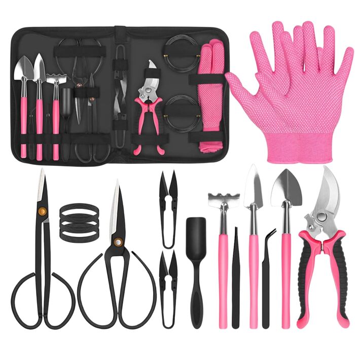 Набір інструментів для бонсай, 16 предметів секатор, ножиці для бонсай, дріт для формування, міні-граблі та лопатка C