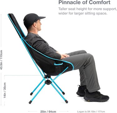 Крісло Helinox Savanna Ергономічний дизайн та вишуканий стиль поєднуються в кріслі, яке пропонує чудовий комфорт та підтримку (чорний) Чорний