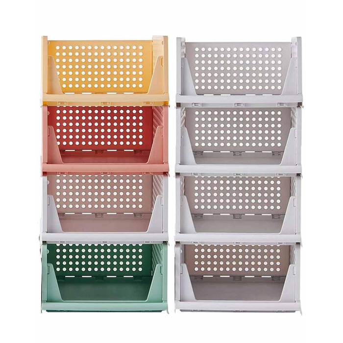Елементний штабельований складний гардероб для зберігання ящиків шафа-органайзер ящик пластикові ящики для зберігання для дому спальня кухня 4 кольори та білий, 8-