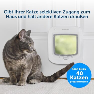 Дверцята для котів PetSafe з мікрочіпом, вибірковий доступ для вашої кішки, не пропускають сторонніх осіб, для котів вагою до 7 кг, білі, (1 упаковка)