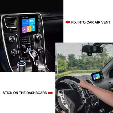 Автомобільний MP3-плеєр, Автомобільний музичний плеєр Bluetooth-передавач, Автомобільний DAB Цифровий радіоадаптер Передавач частотної модуляції Автомобільний комплект Bluetooth MP3 без допомоги рук з РК-дисплеєм, чорний