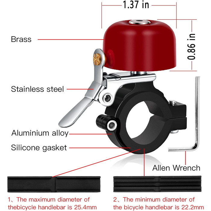 Класичний латунний велосипедний дзвінок Greallthy для керма 22,2-31,8 мм