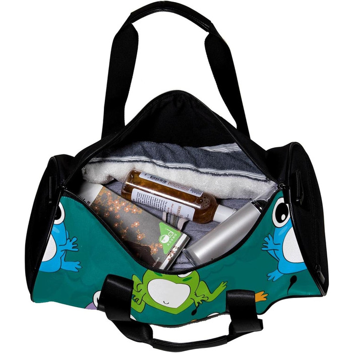 Спортивна сумка, маленька дорожня сумка, сумка для шопінгу та йоги, з кумедним мультяшним дизайном жабок, сумка для фітнесу на відкритому повітрі, ручна поклажа