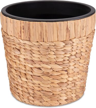 Декоративний квітковий горщик круглий, плетений з морської трави з пластиковою вставкою для посадки - горщик для рослин - 34см 1 3