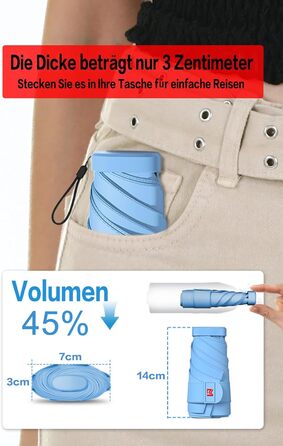 Міні-парасолька Moorrlii Travel для портмоне з чохлом, маленька, компактна, захист від ультрафіолету, сонячного світла, маленька с