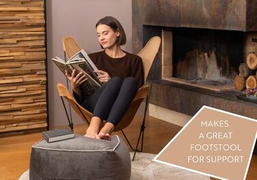 Пуф-табурет ENGLISH HOME, Пуф із квадратним сидінням, Високоякісний пуф із сидінням, Легкий у догляді пуф, Пуф-табурет для вітальні, спальні, Casha, 45x45 см, Бежевий