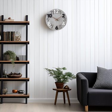 Настінний годинник Stellarize Великий без цокання Сучасний дерев'яний 3D кухонний годинник для вітальні дитячої кімнати офісу (30