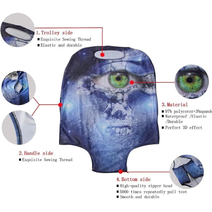 Захисні чохли для валіз з ручкою для перенесення та кишенями для документів (паспорт, штампи), розмір 85 см, 3