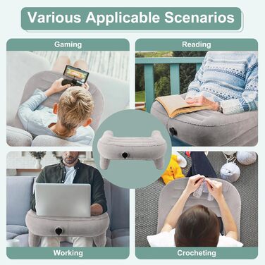 Надувна подушка для читання Wakects, подушка для колін з ПВХ, велика ігрова подушка для колін, м&39яка подушка для підлокітника ноутбука з флокованою поверхнею та 3 надувними отворами