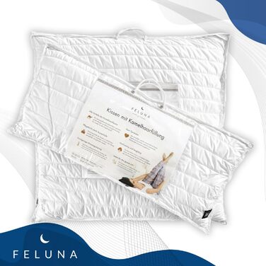 Подушка з верблюжої вовни з наповнювачем зі 100 органічного пуху 40 x 80 см наповнювач з чистої верблюжої вовни 860 г, біла 40 x 80 см