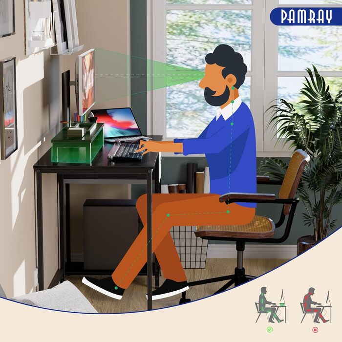 Комп&39ютерний стіл 98 x 50 см з підставкою для монітора, невеликі письмові столи з шухлядою для зберігання речей для спальні, письмовий та робочий стіл, чорний, 98 x 50 см