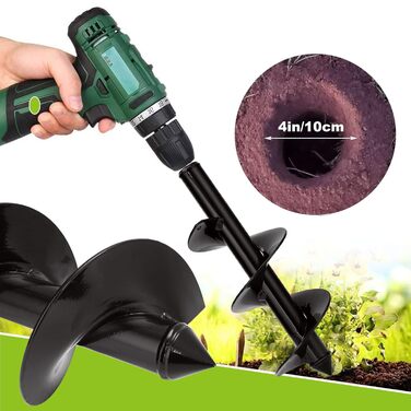 Бур для свердла, саду, дрелі, Ø 100 мм рукавички, садовий бур для дрелі, практичний інструмент для посадки квітів, рослин, дерев та кущів