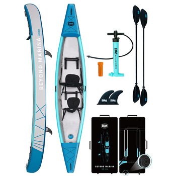 Надувний каяк BEYOND MARINA для 1, 2, 3 осіб, комплект тандемного каяка з дропстібком для дорослих з веслами, сидіннями, насосом, ластами та сумкою для перенесення, міцний та універсальний, 380 см, 420 см, 460 см, 420x850 см