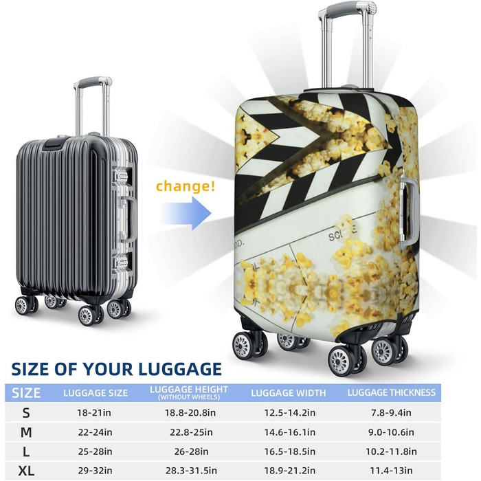 Чохол-рюкзак на багаж, еластичний, що миється, для подорожей та роботи (підходить для валіз розміром 45,7 - 81,3 см), Чорний, Середній