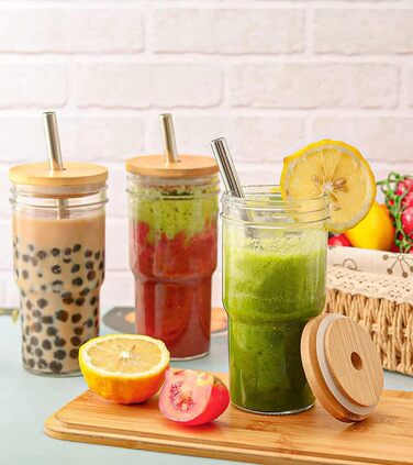 Чашки для бульбашкового чаю ALINK 2 упаковки 650 мл, багаторазова чашка для смузі, дорожня пляшка Boba Cup, окуляри Highball, скля