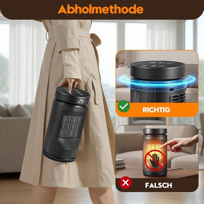 Енергозберігаючий електричний вентилятор-обігрівач, керамічний PTC 2000 Вт, 4 режими, 24-годинний таймер, портативний обігрівач з термостатом та пультом дистанційного керування, захист від перегріву та перекидання для спалень та віталень