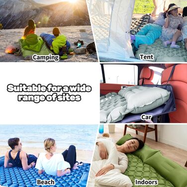 Надувний матрац EULANT SUV для багажника автомобіля, ліжко для автомобіля Tesla Model Y, портативний автомобільний матрац з подушкою, подвійний кемпінговий килимок для сну для подорожей/багажника, матрац для сну автомобіля - зелений