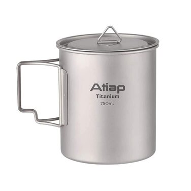 Титанова каструля, чашка 750 мл з кришкою, складна ручка, портативна, легка, для кемпінгу та пікніків на свіжому повітрі (каструля 750 мл)