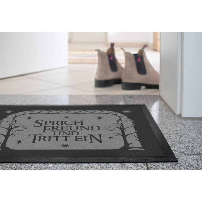 Килимок для дверей MoonWorks з написом &quotSpeak Friend and Step In&quot Пароль Цитата з фільму Фентезі Нековзний та миється Чорний 60x40 см Speak Friend Black