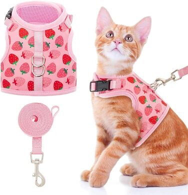 Шлейка для котів BINPET, повідець для котів, шлейка для котів з повідцем, що захищає від втечі, регульована шлейка для котів, дихаюча, з смугами