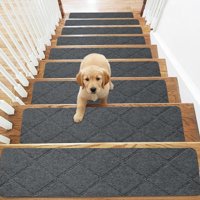 Сходинок 55 19 см, самоклеючі, нековзні, можна різати та багаторазові, для використання в приміщенні, для домашніх тварин, людей похилого віку та дітей (темно-сірі), 15