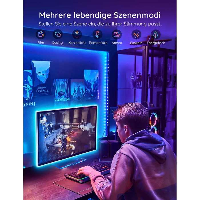 Підсвічування світлодіодного телевізора Govee, 3-метрова світлодіодна стрічка RGB, сумісна з Alexa та Google Assistant, керування програмою, живлення від USB, для телевізора та ПК 46-60 дюймів (підтримує лише Wi-Fi 2.4 ГГц)
