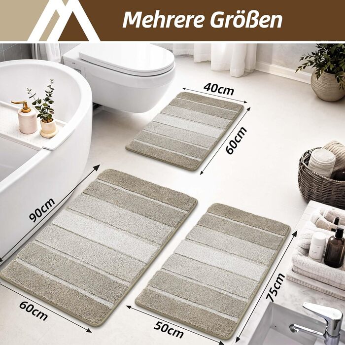 Килимок для ванної COSY HOMEER 60 x 90 см, м&39який нековзний килимок для ванної, що миється, килимок для ванної кімнати та душу, бежевий 60 x 90 см (прямокутний)