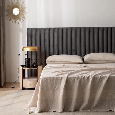 Льняна постільна білизна CHUFFED, 100 льон, простирадло з пранням, дихаюча постільна білизна для фермерських будинків, м&39яке пране покриття, лише простирадло, 1 простирадло (150 см x 250 см, натуральний льон), 150250 см