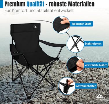 Складаний стілець ЧОРНИЙ Кемпінговий стілець Рибальський стілець з тримачем для напоїв та сумкою для перенесення - Складаний рибальський стілець - Складаний стілець Садовий стілець Складаний стілець Крісло для відпочинку Рибальський стілець Складаний (1, 