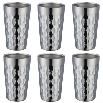 Двостінні чашки для пиття з нержавіючої сталі, 330 мл, ізольовані штабельовані чашки для води для використання на вулиці, набір з 6 предметів