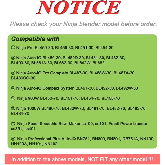 Запасні частини чашки 950 мл, сумісні з кухонним комбайном Ninja Auto iQ BN800EU BN495EU BN750EU BN751, BN801, BL480, BL482, BL642, Foodi SS351, SS401 Запасна частина міксера Ninja 2 упаковки, кружка 950 мл, 2 упаковки