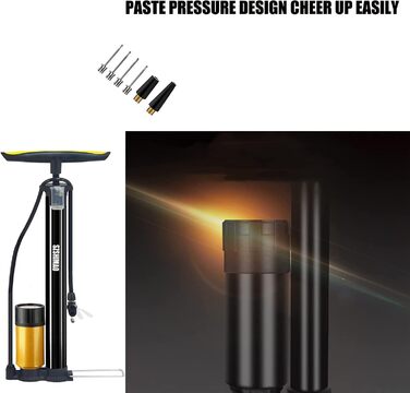 Велосипедний насос високого тиску SZSHIMAO, 160 PSI з клапанами Presta та Schrader, велосипедний повітряний насос з голкою для м&39ячового насоса для велосипедів та баскетбольних м&39ячів, з лічильником Gold