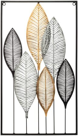 Настінний декор Листя - Метал 37 x 65 см - Різнокольоровий см Чорний