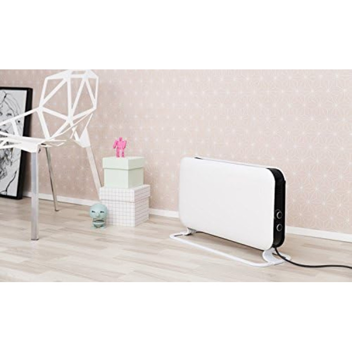 Електричний радіатор Mill 2000 Вт, Електричний конвекторний обігрівач 24-28 м, Окремостоячий електричний обігрівач, Тихий електричний обігрівач, Електричний радіатор з термостатом, Електричний обігрівач для використання в приміщенні, Білий, 24-28 м MEC