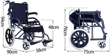 Портативний інвалідний візок, легкий, розбірний, супер легкий, для подорожей, з підйомним підлокітником, візок для літніх людей, самокат для інвалідів, портативний (синій) (чорний) Чорний